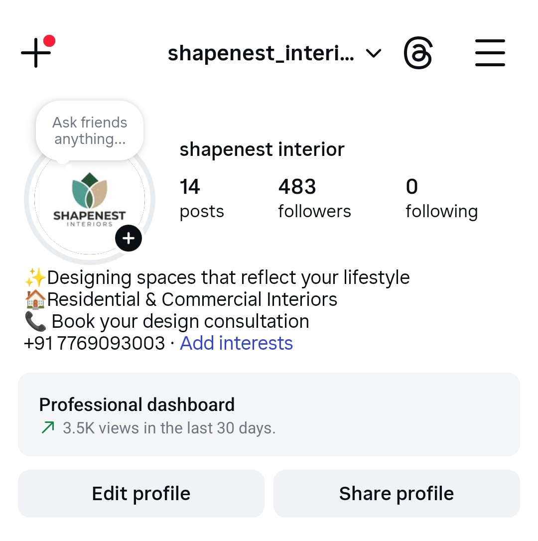 Shapenest Interiors Insta Profile