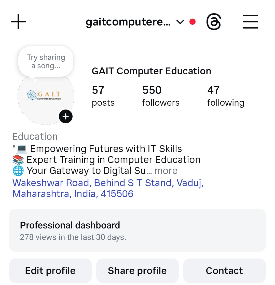 GAIT Computer Insta Profile