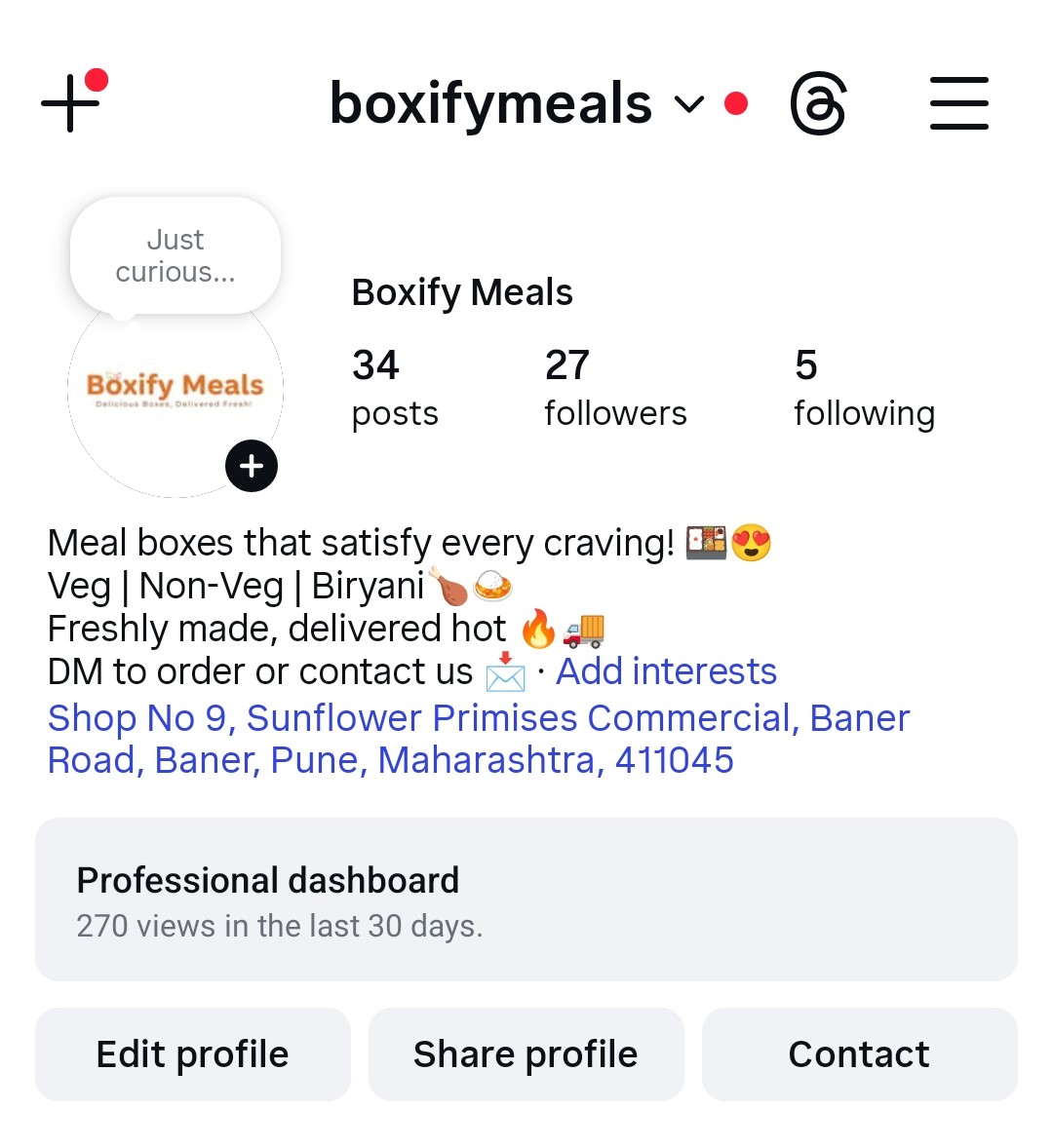 BoxiFymeals Insta Profile